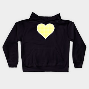 Yellow and White Gingham Heart Kids Hoodie